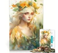 Rompecabezas de 1000 Piezas para Adultos Mujer Rubia con Corona de Flores Piezas de Corte Limpio Actividad Mental Inteligente Diversión para Momentos de Calma Regalo artístico de cumpleaños 50x75cm