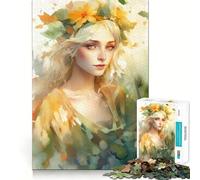 Rompecabezas de 1000 Piezas para Adultos Mujer Rubia con Corona de Flores Piezas de Corte Limpio Actividad Mental Inteligente Diversión para Momentos de Calma Regalo artístico de cumpleaños 38x26cm