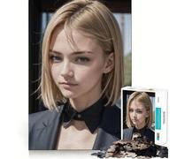 Rompecabezas de 1000 Piezas para Adultos Mujer Rubia de Pelo Corto,articulaciones afiladas,Juguete para Resolver Problemas,Momento de diversión Tranquila,decoración navideña 38x52cm