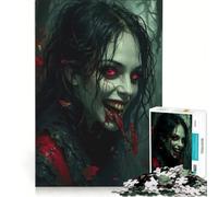 Rompecabezas de 1000 Piezas para Adultos Mujer Vampiro con Ojos Rojos Juego Educativo Carrera de Velocidad Manual Regalo de cumpleaños Regalos de Viaje 38x52cm