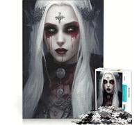 Rompecabezas de 1000 Piezas para Adultos Mujer Vampiro pálida con Ojos Verdes Juegos Divertidos para la interacción Entre Padres e Hijos Cada Pieza es única 38x52cm