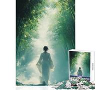 Rompecabezas de 1000 Piezas para Adultos: Mujer Vestida de Blanco en un Bosque de bambú Juguete para decoración de Pared Gran Regalo y Juego práctico para Mejorar el Amor en Pareja tamaño 50x75cm