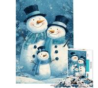 Rompecabezas de 1000 Piezas para Adultos Muñeco de Nieve Familia Escena Invernal Juego práctico Juguete Juego Intelectual Obra de Arte Regalo de cumpleaños (tamaño 38x52cm)