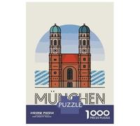 Rompecabezas De 1000 Piezas para Adultos Munich Frauenkirche Illustration Rompecabezas Antiestrés Juguetes Difíciles Cumpleaños Y Navidad 38x26cm/1000pcs