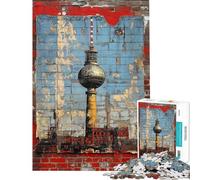 Rompecabezas de 1000 Piezas para Adultos Mural de la Torre de Televisión de Berlín Rompecabezas para Adultos Juegos Familiares Desafío difícil Desafío Educativo (tamaño 38x52cm)