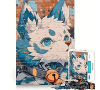 Rompecabezas de 1000 Piezas para Adultos Mural Peludo de Ojos Azules,Corte preciso,diversión,Juego de lógica,Tiempo de Ocio,Arte de Escena navideña 38x26cm