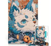 Rompecabezas de 1000 Piezas para Adultos Mural Peludo de Ojos Azules,Corte preciso,diversión,Juego de lógica,Tiempo de Ocio,Arte de Escena navideña 38x52cm