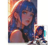 Rompecabezas de 1000 Piezas para Adultos Musa Radiante de Cabello Azul en un Resplandor etéreo Juegos relajantes ensamblaje de Patrones Lista de Deseos con Papá Noel 38x26cm