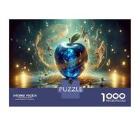 Rompecabezas De 1000 Piezas para Adultos Music Notes Wrapped Around A Blue Apple Rompecabezas para Adolescentes Juego Práctico Desafío Difícil Regalo De Cumpleaños, Regalos, 52x38cm/1000pcs