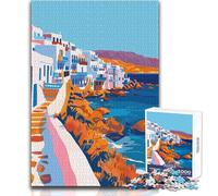 Rompecabezas de 1000 Piezas para Adultos Mykonos, Grecia, Arte oceánico, Juguete Intelectual, Mejora la Memoria, Juguetes antiestrés, tamaño 38x52cm