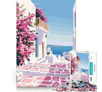 Rompecabezas de 1000 Piezas para Adultos Mykonos Grecia Minimalista,de fácil Montaje,Divertido,desafiante,entretenido,para Jugar tranquilamente,Regalo de cumpleaños o para Aficionados (38x52cm)