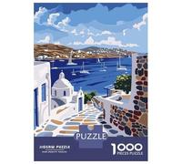 Rompecabezas De 1000 Piezas para Adultos Mykonos Greek Island Rompecabezas Juego De Ingenio Una Obra De Arte Cumpleaños Y Navidad 52x38cm/1000pcs