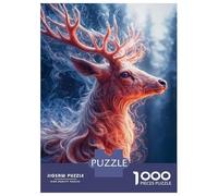 Rompecabezas De 1000 Piezas para Adultos Mystical Deer Portrait in Winter Forest Rompecabezas para Adultos Juegos Familiares Desafío Difícil para Cumpleaños, Navidad 38x26cm/1000pcs