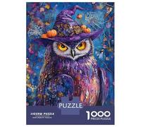 Rompecabezas De 1000 Piezas para Adultos Mystical Owl in Witch Hat Rompecabezas Práctico Juego Decoración del Hogar Cumpleaños Y Navidad 52x38cm/1000pcs