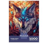 Rompecabezas De 1000 Piezas para Adultos Mystical Wolf with Feather Rompecabezas para Adultos Juego De Ingenio Decoración Perfecta Regalos De Cumpleaños Y Únicos 38x26cm/1000pcs