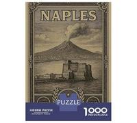 Rompecabezas De 1000 Piezas Para Adultos Naples, Italy Vintage Style Travel Poster Rompecabezas Para Adultos Juguetes Antiestrés Ensamblaje De Patrones Interacción Entre Padres E Hijos 70x50cm/1000pcs