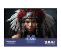 Rompecabezas De 1000 Piezas para Adultos Native American Headdress for Women Rompecabezas para Adultos Juegos Relajantes Difícil Oferta Difícil como Regalo para Toda La Familia 70x50cm/1000pcs