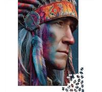 Rompecabezas De 1000 Piezas Para Adultos Native American Headdress with Feathers Rompecabezas Para Adultos Juguetes Antiestrés Patrón De Montaje Oferta Como Regalo Para Toda La Familia 38x26cm/1000pcs