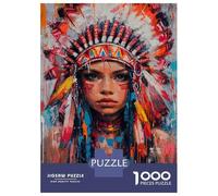 Rompecabezas De 1000 Piezas para Adultos Native American Indian Art Print Rompecabezas para Adultos Juguete Decoración De Pared Desafío Difícil Diversión Actividades En Casa, 38x26cm/1000pcs