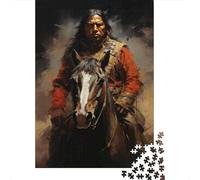 Rompecabezas De 1000 Piezas para Adultos Native American Warrior Art Print-5 Rompecabezas para Adultos Juegos De Relajación Desafío Difícil Regalo De Cumpleaños, Regalos, 52x38cm/1000pcs