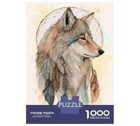 Rompecabezas De 1000 Piezas para Adultos Native American Wolf Rompecabezas Juego De Ingenio Carrera De Velocidad De Manos Interacción Entre Padres E Hijos 38x26cm/1000pcs
