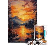 Rompecabezas de 1000 Piezas para Adultos Naturaleza al Atardecer Pintura al óleo Rompecabezas para Adolescentes Vacaciones en casa Matar el Tiempo ejercitar el Cerebro cumpleaños