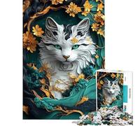 Rompecabezas de 1000 Piezas para Adultos Naturaleza Gato Kintsugi Juegos Divertidos para Adultos antiestrés difícil y desafiante (Tamaño 38x52cm)