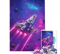 Rompecabezas de 1000 Piezas para Adultos Nave Espacial Volando a través de un Campo de asteroides Difícil y desafiante Juego antiestrés y Relajante Apto para Mayores de 14 años 38x26cm