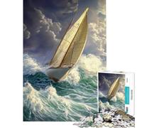 Rompecabezas de 1000 Piezas para Adultos Navegando a través de la tormenta Actividades Divertidas para Hacer en casa Juego antiestrés y de ingenio para Mayores de 14 años (50x75cm)