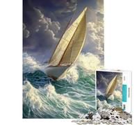 Rompecabezas de 1000 Piezas para Adultos Navegando a través de la tormenta Ayuda a ejercitar el Cerebro Decoración para el hogar Juego práctico para Mayores de 14 años (38x52cm)