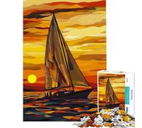 Rompecabezas de 1000 Piezas para Adultos Navegando al Atardecer Juego Imposible Juguete Educativo y Divertido para Mejorar la Memoria (Tamaño 50x75cm)