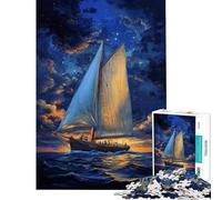 Rompecabezas de 1000 Piezas para Adultos Navegando bajo cielos estrellados Rompecabezas para Adolescentes Montaje de Patrones Difícil y desafiante Juego desafiante para Toda la Familia 38x52cm