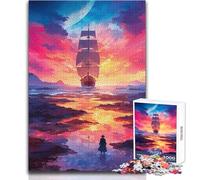 Rompecabezas de 1000 Piezas para Adultos navegando hacia el Atardecer Disfrute de un Ocio Tranquilo y Relajante Ajuste Estable Corte preciso Tamaño del Juguete: 50x75cm