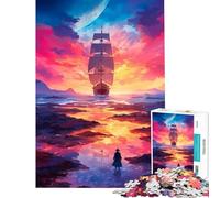 Rompecabezas de 1000 Piezas para Adultos Navegando hacia el Atardecer Juguetes educativos Juegos Divertidos desafío difícil Regalos para Mujeres y Hombres (tamaño 75x50cm)