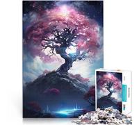 Rompecabezas de 1000 Piezas para Adultos Nebulosa del árbol de Sakura Juego desafiante Decoración de Pared cumpleaños y Navidad 52x38cm