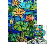 Rompecabezas de 1000 Piezas para Adultos nenúfares de vidrieras Juegos Divertidos para Adultos análisis lógica e interacción Entre Padres e Hijos (tamaño 38x26cm)