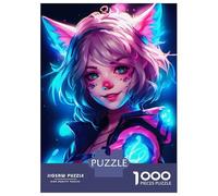 Rompecabezas De 1000 Piezas para Adultos Neon Anime Cat Women Rompecabezas para Adultos Juegos Relajantes Que Mejoran La Memoria Interacción Entre Padres E Hijos 38x26cm/1000pcs