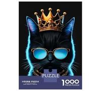 Rompecabezas De 1000 Piezas para Adultos Neon Black Cat Rompecabezas para Adultos Juegos De Relajación Regalos para Mujeres Desafío Educativo 38x26cm/1000pcs