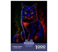Rompecabezas De 1000 Piezas para Adultos Neon Cat Portrait Rompecabezas para Adultos Juegos Relajantes Regalos para Mujeres Desafiantes para Completar 38x26cm/1000pcs