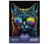 Rompecabezas De 1000 Piezas para Adultos Neon Cool Cat Rompecabezas para Adultos Juegos De Relajación Regalo De Cumpleaños Interacción Entre Padres E Hijos 52x38cm/1000pcs