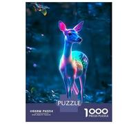 Rompecabezas De 1000 Piezas para Adultos Neon Deer in Forest Rompecabezas para Adultos Juegos De Relajación Regalo De Cumpleaños Interacción Entre Padres E Hijos 38x26cm/1000pcs