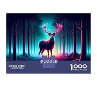 Rompecabezas De 1000 Piezas para Adultos Neon Forest Deer Art Print Rompecabezas para Adultos Juego De Ingenio Decoración Perfecta Regalos De Cumpleaños Y Únicos 70x50cm/1000pcs