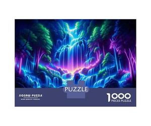 Rompecabezas De 1000 Piezas para Adultos Neon Forest Waterfall Rompecabezas Práctico Juego Decoración del Hogar Cumpleaños Y Navidad 70x50cm/1000pcs