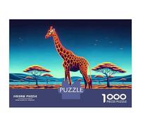 Rompecabezas De 1000 Piezas para Adultos Neon Giraffe Sunset Landscape Rompecabezas para Adultos Juegos Familiares Regalo De Cumpleaños Cumpleaños Y Navidad 70x50cm/1000pcs