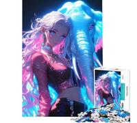 Rompecabezas de 1000 Piezas para Adultos Neon GirlxElephant Bond Un Reto para completar Juego Educativo antiestrés Apto para Mayores de 14 años (38x26cm)