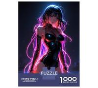 Rompecabezas De 1000 Piezas para Adultos Neon Glowing Anime Babe Rompecabezas para Adultos: Análisis Práctico del Juego Y Lógica, Toda La Familia 38x26cm/1000pcs
