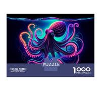 Rompecabezas De 1000 Piezas para Adultos Neon Octopus Art Print Rompecabezas para Adultos Juegos Divertidos Una Obra De Arte Oferta como Regalos para Toda La Familia 70x50cm/1000pcs