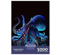 Rompecabezas De 1000 Piezas para Adultos Neon Octopus Rompecabezas para Adultos Juego Familiar Vacaciones En Casa Matar El Tiempo Desafiante De Completar 52x38cm/1000pcs