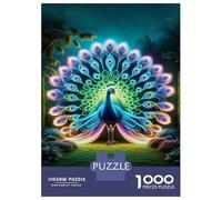 Rompecabezas De 1000 Piezas para Adultos Neon Peacock Light-Up Decoration Rompecabezas para Adultos: Un Juego Práctico, Divertido Y Un Desafío Educativo con Humor 38x26cm/1000pcs