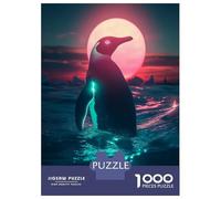 Rompecabezas De 1000 Piezas para Adultos Neon Penguin Sunset Rompecabezas para Adultos Juegos Relajantes Que Mejoran La Memoria Diversión En Casa Actividades, 52x38cm/1000pcs